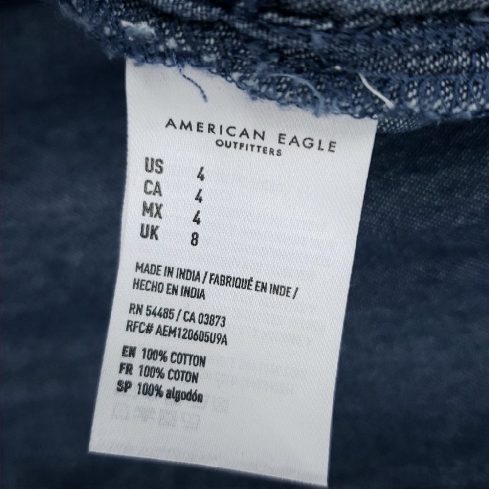 American Eagle Outfitters thin wide leg chambray overalls sz 4 - Picture 2 of 7